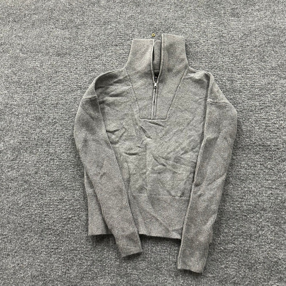 Brooks Brothers Sweater Womens Size S Grey Merino Wool Cashmere Quarter Zip